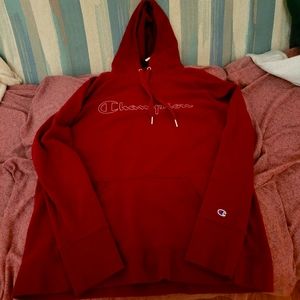 Red woman's "Champion" sweater"